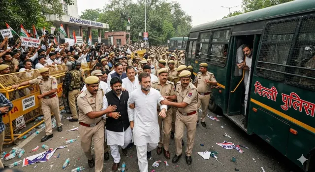 दिल्ली में भारी बवाल: 'वोट चोरी' के खिलाफ प्रदर्शन कर रहे राहुल गांधी समेत कई दिग्गज विपक्षी सांसद हिरासत में!