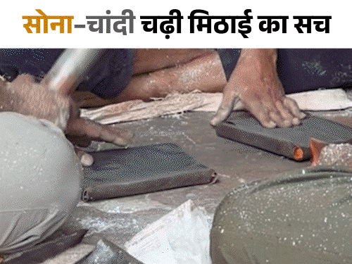 मिठाई पर चांदी नहीं 'जहर':लैब टेस्ट में 99% वर्क नकली, चांदी में एल्युमिनियम और सोने में तांबा-जिंक; लिवर-किडनी खराब होने का खतरा