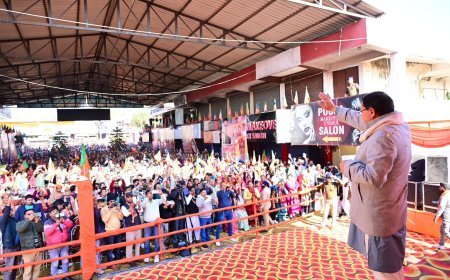 मुख्यमंत्री ने नगर पंचायत, सेलाकुई से भाजपा प्रत्याशी के पक्ष में आयोजित जनसभा को किया संबोधित।