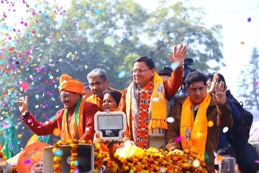 रुड़की और लक्सर में मुख्यमंत्री धामी के रोडशो में उमड़ी भीड़*