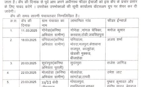 विद्युत उपभोक्ताओं के लिये विशेष शिविरों का आयोजन सोमवार से