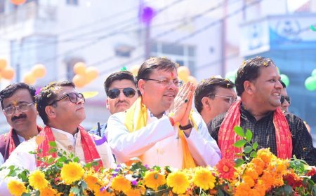 रोड शो के दौरान गाजे बाजे और आतिबाजी के बीच पुष्प वर्षा से उत्सव जैसा बना माहौल