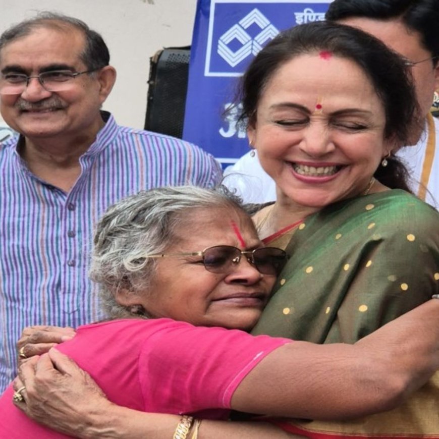 सांसद हेमा मालिनी ने किया कृष्णा कुटीर का निरीक्षण:माताओं से गले मिलकर कहा राधे राधे,महिलाओं ने कहा धर्मेंद्र जी को लेकर आइए