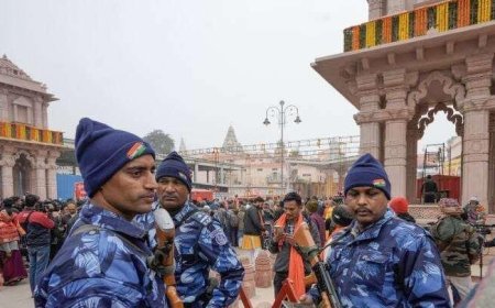 राम मंदिर में रामलला व उनके दरबार की सुरक्षा त्रिस्तरीय एवं सम्पूर्ण परिसर कड़ी सुरक्षा में