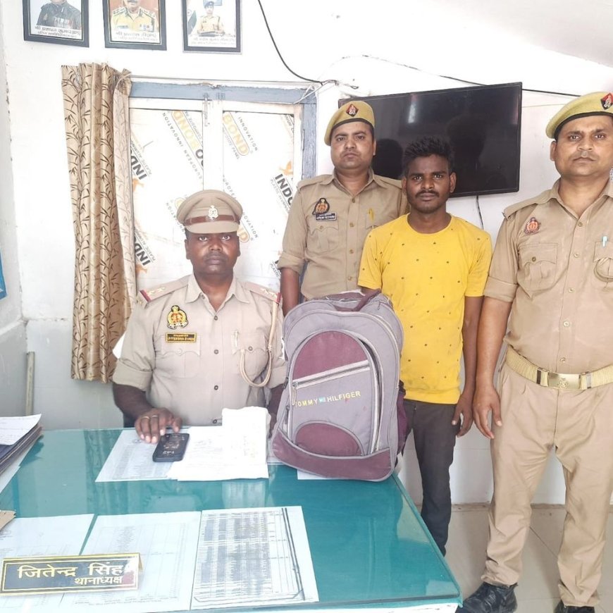 गाजीपुर में शराब तस्कर गिरफ्तार:बिहार के युवक से 48 बोतल देशी शराब बरामद, ट्रेन से तस्करी का खुलासा