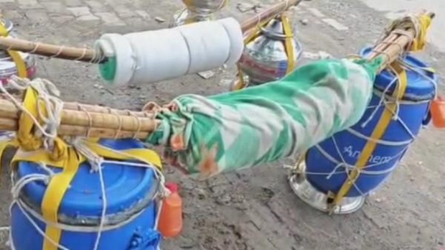 भक्ति और श्रद्धा का प्रतीक बना नीला ड्रम, 121 लीटर गंगाजल के साथ निकले शिवभक्त भीम