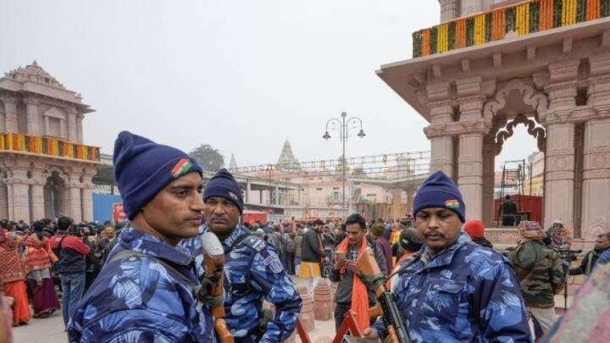 राम मंदिर में रामलला व उनके दरबार की सुरक्षा त्रिस्तरीय एवं सम्पूर्ण परिसर कड़ी सुरक्षा में