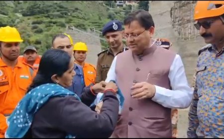 बहन ने साड़ी फाड़कर सीएम धामी को बांधी राखी*