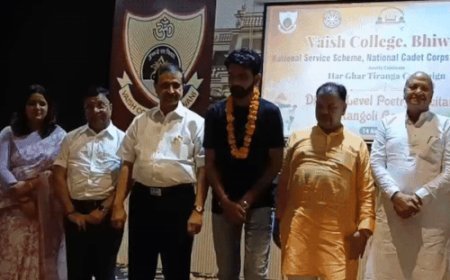 भिवानी विधायक बोले:पीढ़ियों में राष्ट्रप्रेम की भावना को प्रबल बनाना जरूरी, रंगोली प्रतियोगिता में आदर्श कॉलेज की छात्रा आशा रही प्रथम