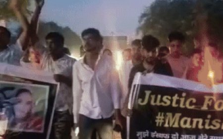 नारनौल में मनीषा के लिए निकाला कैंडल मार्च:सड़कों पर उतरे लोग, ग्रामीण क्षेत्रों में भी प्रदर्शन, बोले- आरोपियों को सजा मिले