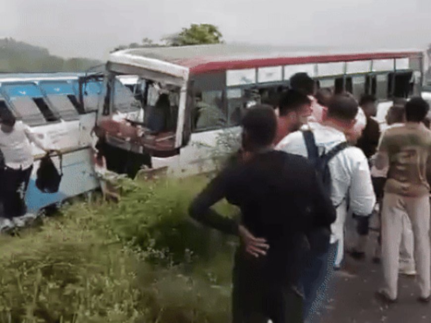 झज्जर में रोडवेज और प्राइवेट बस की टक्कर:लोग घायल, ओवरटेक करने की कोशिश में हादसा