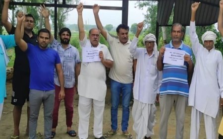 बहादुरगढ़ में लैंड पूलिंग पॉलिसी के खिलाफ प्रदर्शन:7 सितंबर को होगी किसानों की पंचायत; बोले- 1 लाख हेक्टेयर भूमि पर संकट