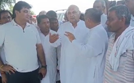 महम में पूर्व सीएम ने किया जलभराव क्षेत्रों का दौरा:भूपेंद्र हुड्‌डा बोले- 60-70 हजार प्रति एकड़ दिया मुआवजा, जल निकासी ड्रेन निर्माण से संभव