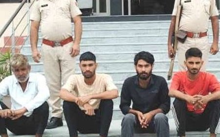 भाबरू में शराब ठेके पर डकैती मामला, 4 गिरफ्तार:5 महीने से थे फरार, वारदात में इस्तेमाल की गई 2 बाइक भी पुलिस ने की जब्त
