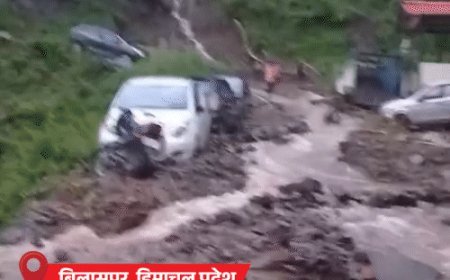 हिमाचल के बिलासपुर में बादल फटा, मंडी में लैंडस्लाइड:10 गाड़ियां मलबे में दबीं, सड़क बही; 15 सितंबर से मानसून की वापसी संभव