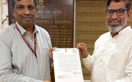 दिल्ली हाईवे मंत्रालय पहुंचे नूंह कांग्रेस विधायक आफताब:सचिव उमाशंकर से मुलाकात, एक्सप्रेसवे पर कट देने समेत 4 मांगे रखी