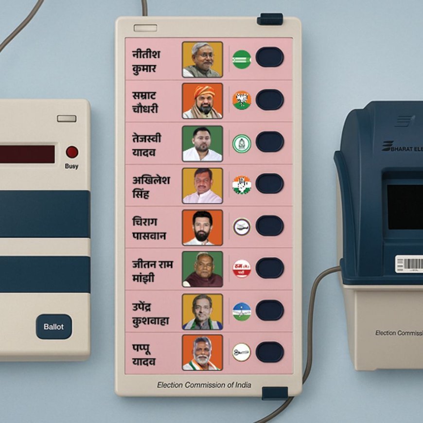 EVM पर अब कैंडिडेट्स के रंगीन फोटो लगेंगे:नाम भी बड़े अक्षरों में लिखा जाएगा, ताकि वोटर आसानी से पढ़ सकें; बिहार चुनाव से शुरुआत