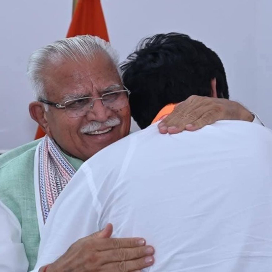 केंद्रीय मंत्री मनोहर लाल से मिले DUSU अध्यक्ष:EX CM ने आर्यन को गले मिलकर दी जीत की बधाई, युवा नेतृत्व को सराहा