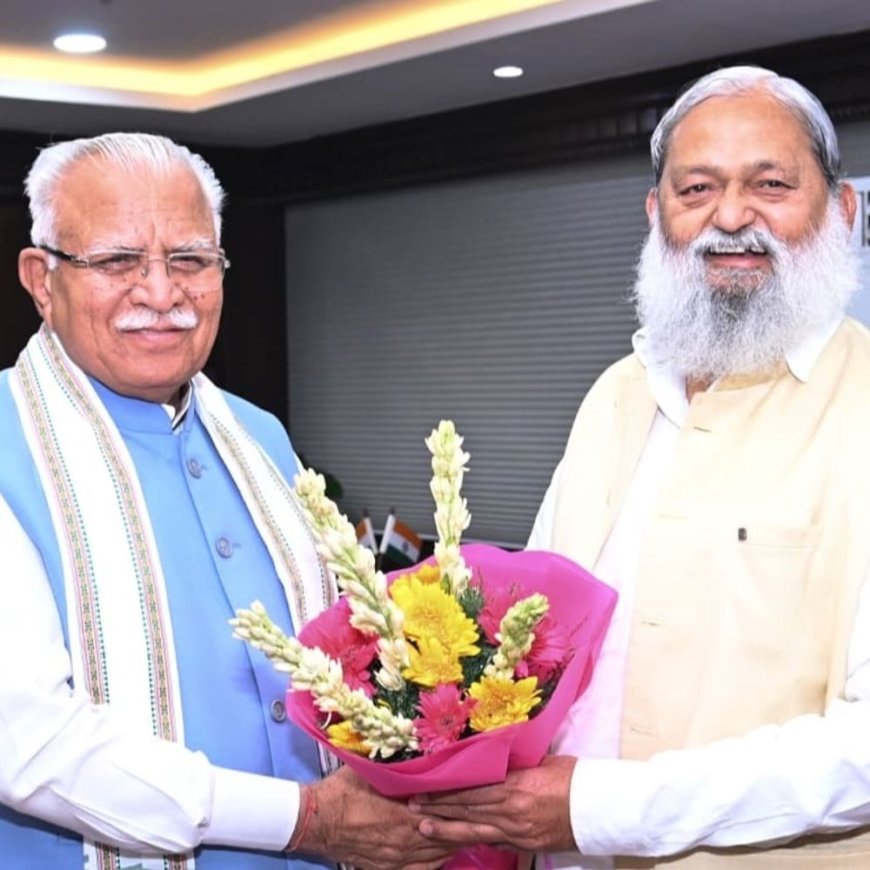 अनिल विज ने दिल्ली में खट्टर से की मुलाकात:विकसित भारत विजन को लेकर बैठक, हरियाणा की बिजली व्यवस्था को लेकर हुई चर्चा
