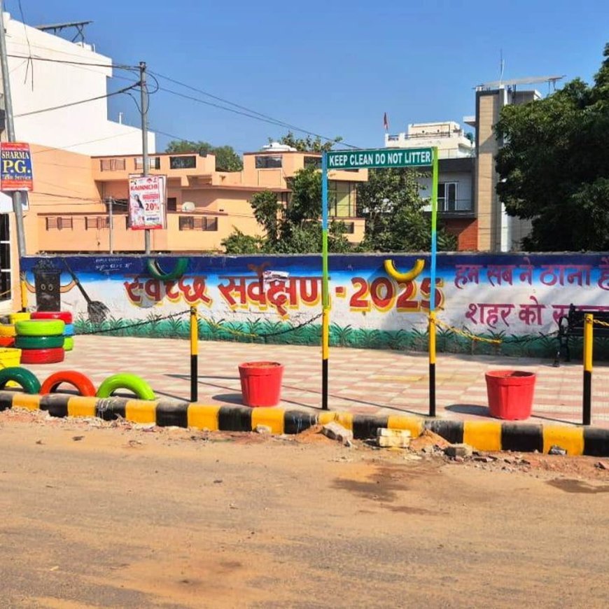 भिवानी में 11 कचरा प्वाइंट का सौंदर्यीकरण:डीसी ने लिया था सफाई का व्यवस्था का जायजा, पुराने टायरों से सजाए