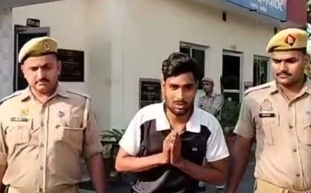 सीएम योगी के फोटो से छेड़छाड़, आरोपी गिरफ्तार:लंगड़ाता हुआ थाने से बाहर आया, हाथ जोड़कर बोला- मुझसे गलती हो गई