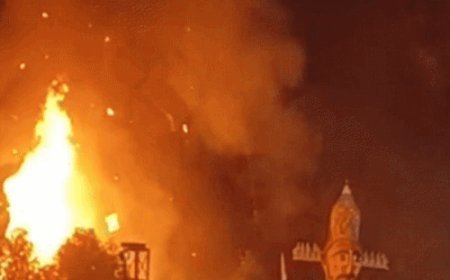 सवाईमाधोपुर के रामलीला और दशहरा मैदान में हुआ रावण दहन:कृषि मंत्री बोले, सोचा कि कहीं बारिश में ना बह जाए रावण