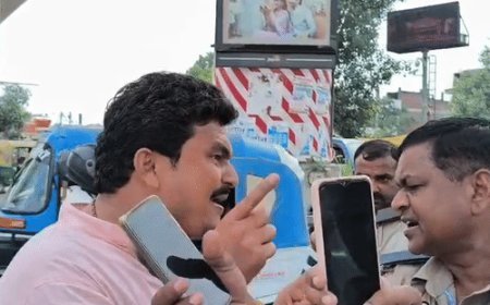 BJP नेता ने ट्रैफिक पुलिस कर्मियों से की गाली-गलौज-VIDEO:बोले…बुलाओ किस अधिकारी को बुलाओगे, तुझको औकात नहीं दिखाई तो मेरा नाम भी