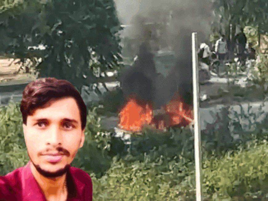 फरीदाबाद में CNG गाड़ी में लगी आग, ड्राइवर जिंदा जला:लीकेज होते ही लॉक हुए दरवाजे, अंदर फंसा रहा; 3 साल पहले खरीदी थी कार