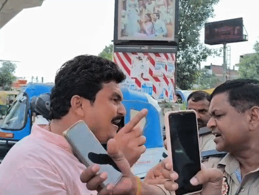 BJP नेता ने ट्रैफिक पुलिस कर्मियों से की गाली-गलौज-VIDEO:बोले…बुलाओ किस अधिकारी को बुलाओगे, तुझको औकात नहीं दिखाई तो मेरा नाम भी