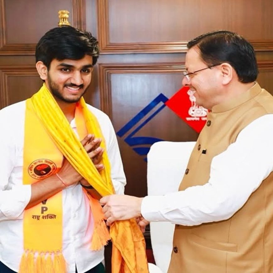 DUSU प्रधान ने की उत्तराखंड के CM से मुलाकात:बहादुरगढ़ के आर्यन बोले- हॉस्टल की सीटें सीमित, पीएचडी स्टूडेंट को प्राथमिकता
