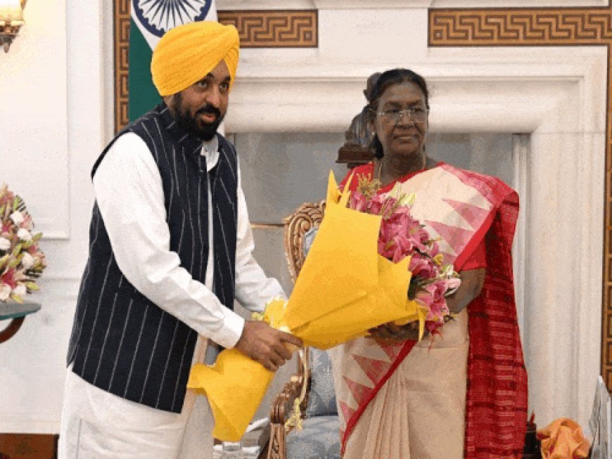 राष्ट्रपति द्रौपदी मुर्मू से मिले CM भगवंत मान:श्री गुरु तेग बहादुर के 350वें शहीदी पर्व का दिया न्योता