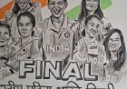 युवा चित्रकार ने कोयले से उकेरी महिला टीम का चित्र:अमरोहा में विश्व कप फाइनल से पहले उत्साहवर्धन, जीत की दुआ की