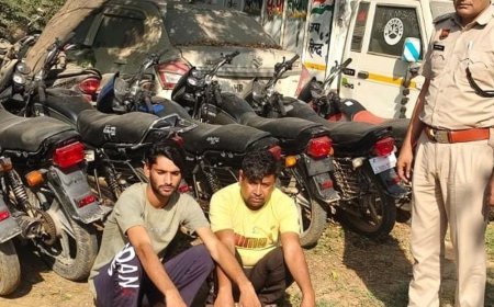 गुरुग्राम में 2 चोर गिरफ्तार:8 बाइक बरामद, वाहन चोर गिरोह के सदस्य, दोनों आरोपियों पर 22 केस दर्ज