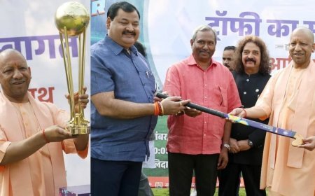 CM योगी ने FIH Hockey World Cup ट्रॉफी का किया भव्य स्वागत