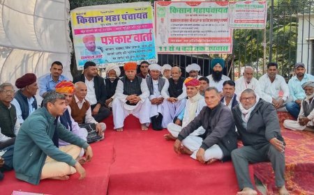 किसान महापंचायत का जयपुर में धरना:सरकार पर वादाखिलाफी का आरोप, अन्नदाता हुंकार रैली 30 दिसंबर को