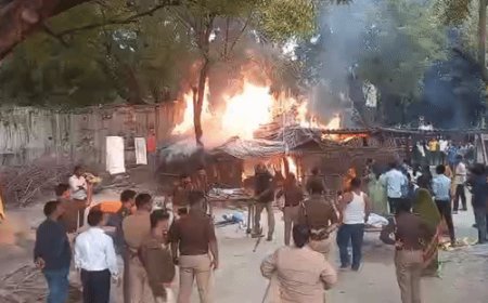 पट्टे की जमीन से कब्जा हटाने गई टीम पर हमला:प्रयागराज में नायब तहसीलदार का सिर फटा, झोपड़ी फूंक दी