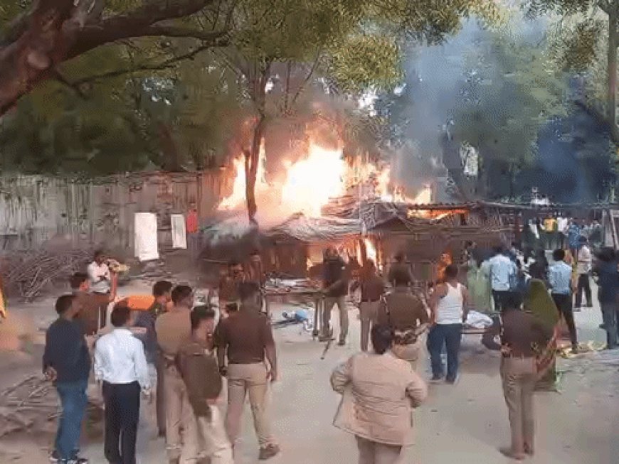 पट्टे की जमीन से कब्जा हटाने गई टीम पर हमला:प्रयागराज में नायब तहसीलदार का सिर फटा, झोपड़ी फूंक दी