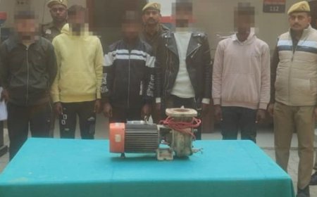 प्रतापगढ़ में 5 चोर गिरफ्तार, चोरी की मोटर बरामद:कन्धई पुलिस ने भदौना स्थित महुआ बाग के पास से पकड़ा