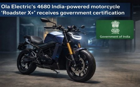 ओला इलेक्ट्रिक की 4680 भारत सेल से चलने वाली मोटरसाइकिल ‘रोडस्टर एक्स+’ को मिला सरकारी प्रमाणन