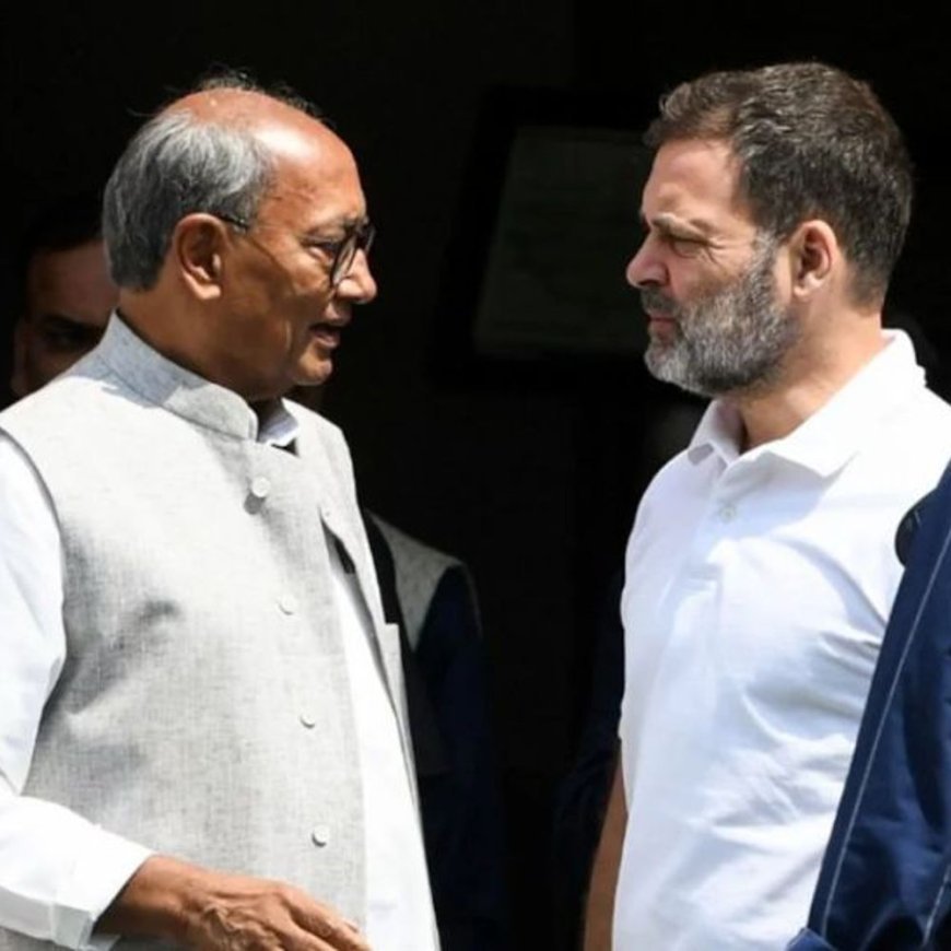 RSS पर कमेंट मामला, दिग्विजय से बोले राहुल-आपने गलत किया:पूर्व CM ने मोदी की आडवाणी के सामने जमीन पर बैठे तस्वीर शेयर की थी
