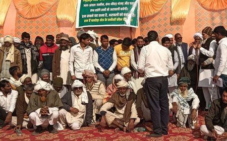 किशनगढ़बास में पानी ले जाने के प्रस्ताव का विरोध:20 गांवों के लोग बैठक में हुए शामिल, बोले-क्षेत्र में जल संकट गहराएगा