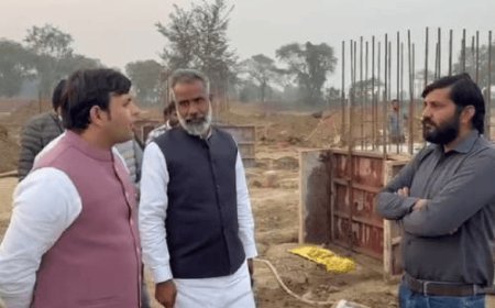 पलवल में खेलमंत्री ने निर्माणाधीन बिजली घर का किया निरीक्षण:बड़ौली में पावर हाउस की गुणवत्ता जांची; अधिकारियों-ठेकेदारों को दिए निर्देश