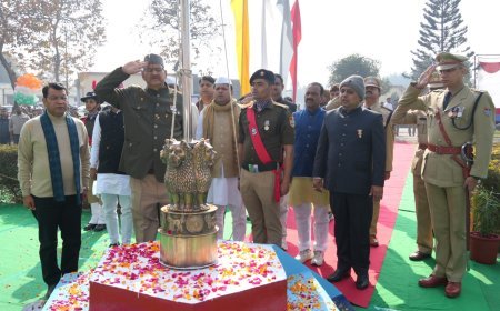 रूद्रपुर,77वॉ गणतन्त्र दिवस का मुख्य कार्यक्रम पुलिस लाईन में आयोजित हुआ