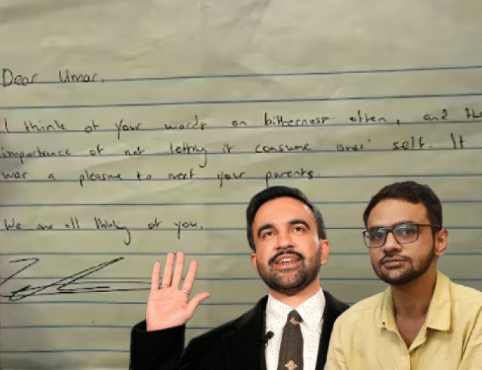 न्यूयॉर्क मेयर ममदानी ने उमर खालिद के नाम लेटर लिखा:कहा- तुम्हारी चिंता है; 8 अमेरिकी सांसद बोले- जमानत मिले, तिहाड़ जेल में है खालिद