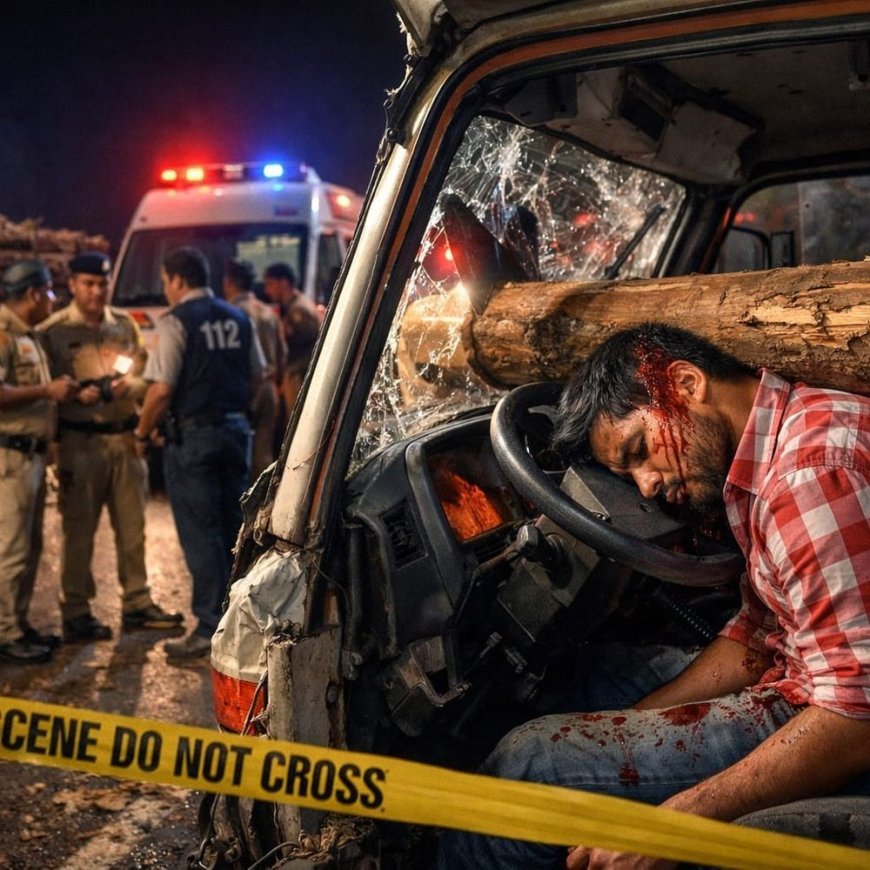 यमुनानगर में यूपी के ट्रक ड्राइवर की एक्सिडेंट में मौत:कैबिन में घुसी लकड़ी, अगले माह थी शादी की पहली सालगिरह