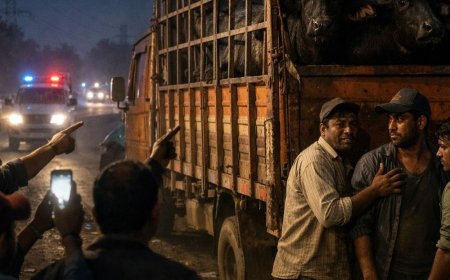 महाराष्ट्र में गोरक्षकों ने ट्रक हेल्पर को गोबर खिलाया:ड्राइवर पर हमला किया, दो गिरफ्तार; मुंबई-बेंगलुरु हाईवे पर भैंसों से भरी गाड़ी को रोका था