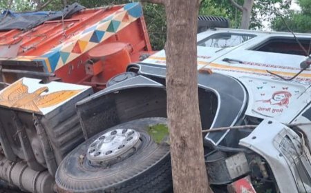 पंचकूला में श्रद्धालुओं का ट्रक पलटा:हादसे में 9 सेवादार हुए घायल, पंजाब से माता शारदा देवी मंदिर में भंडारा लगाने आए