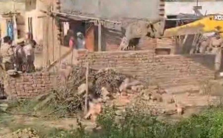 नरवाना में 45 मकानों पर प्रशासन की कार्रवाई:भाणा ब्राह्मणान में पंचायती जमीन पर कब्जा था; 8 मकान ढहाए गए