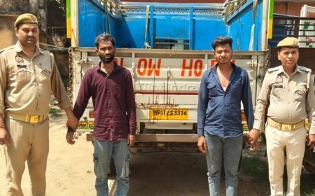 चंदौली में 19 गोवंश बरामद, दो तस्कर गिरफ्तार:पश्चिम बंगाल ले जा रहे थे पशु, एक चालक फरार