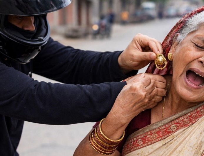 फतेहाबाद में महिला से दिनदहाड़े सोने की बाली छीनी:मुख्य आरोपी पोता गिरफ्तार; घर के बाहर चारपाई पर बैठी थी